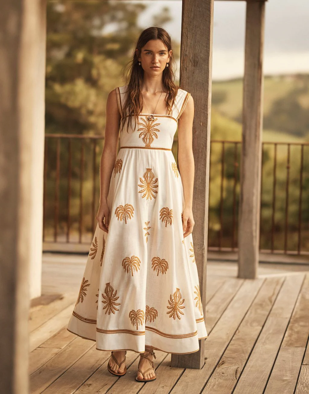 AUR OCEA - DALLA PALMA EMBROIDERED EMPIRE MAXI DRESS - Image 3