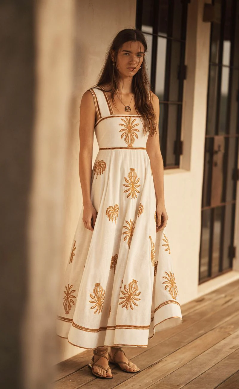 AUR OCEA - DALLA PALMA EMBROIDERED EMPIRE MAXI DRESS - Image 4