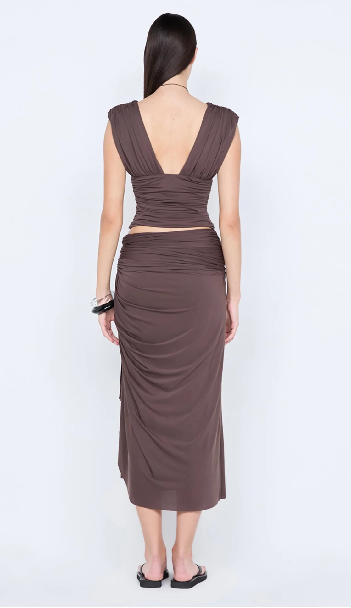 BEC + BRIDGE - CLEMENTINE GATHERED TOP (MILK CHOCOLATE) - Image 3