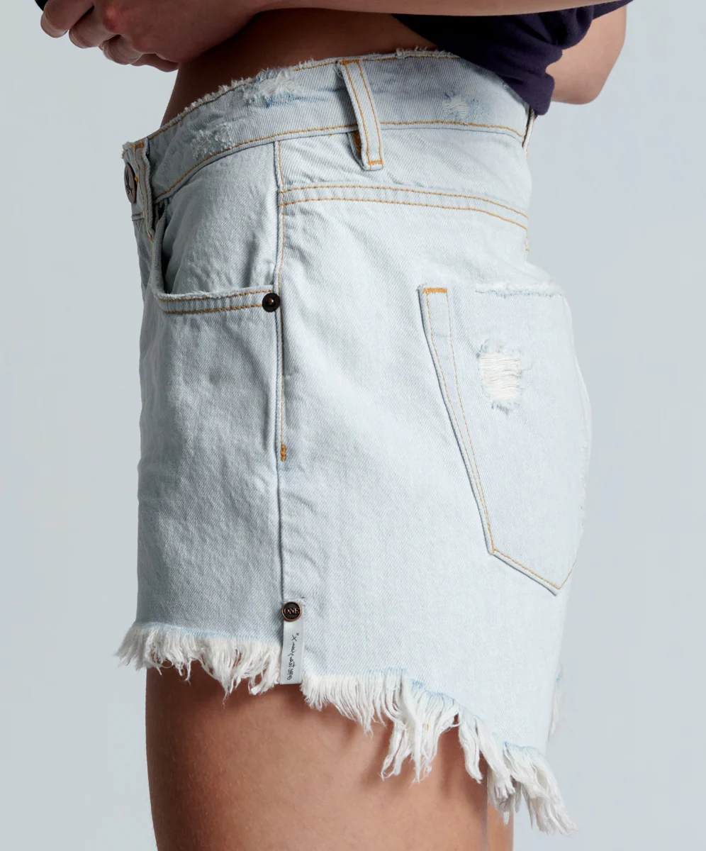 ONE TEASPOON - Trucker Mid Waist Denim Short (Bel Air Blue) - Image 4