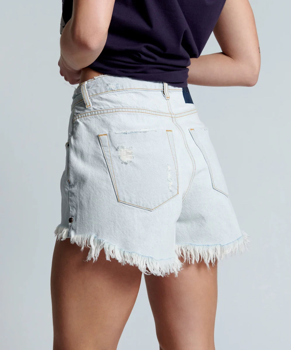 ONE TEASPOON - Trucker Mid Waist Denim Short (Bel Air Blue) - Image 5