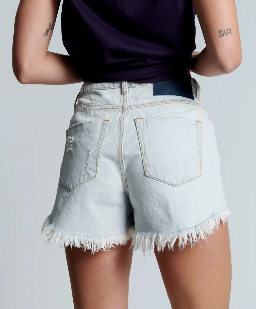 ONE TEASPOON - Trucker Mid Waist Denim Short (Bel Air Blue) - Image 6