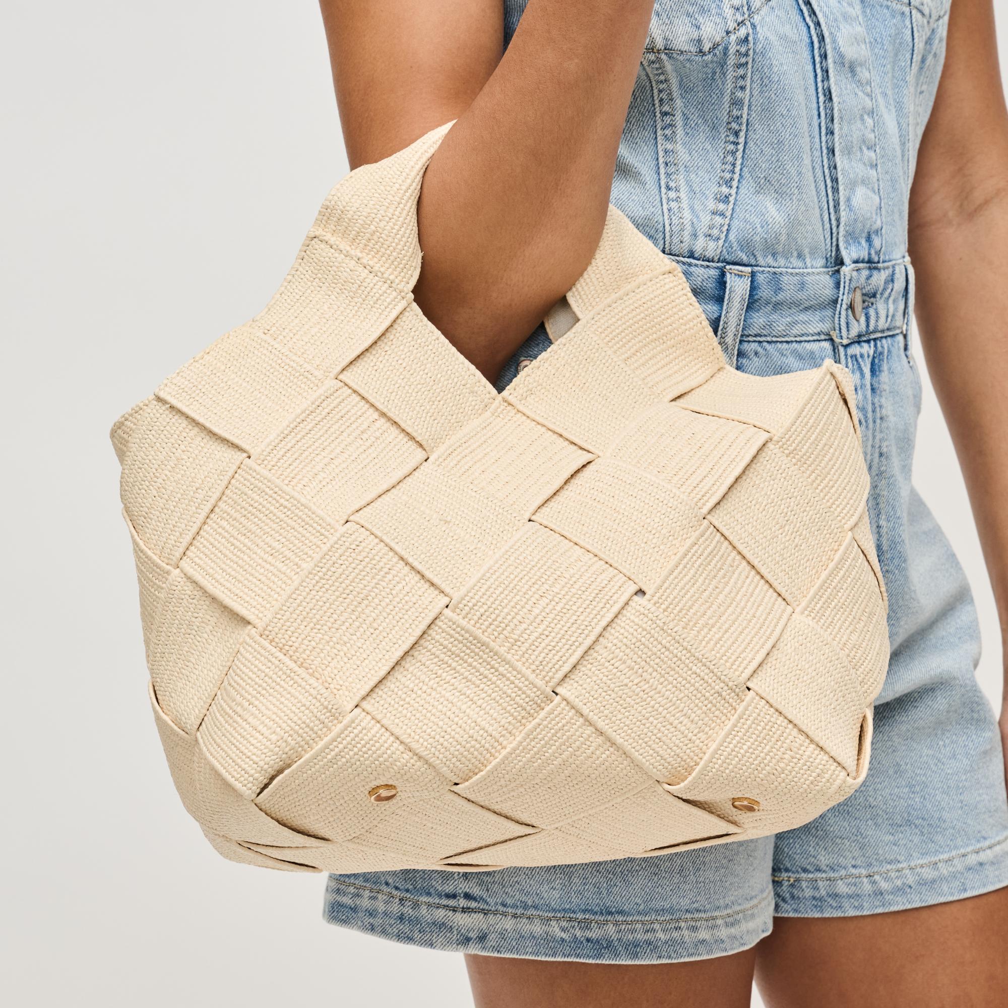 SOL AND SOLENE - RESILIENCE WOVEN STRAW TOTE (CREAM STRAW) - Image 6
