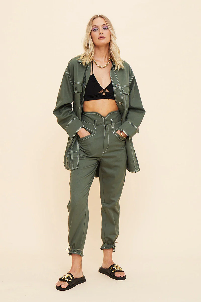 SUBOO - Abbie Long Sleeve Panelled Jacket (Olive) - Image 3