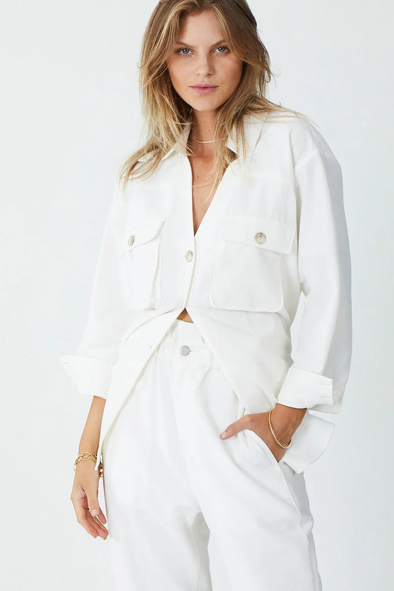 SUBOO - Camryn Oversized Shirt Jacket (Ivory) - Image 3