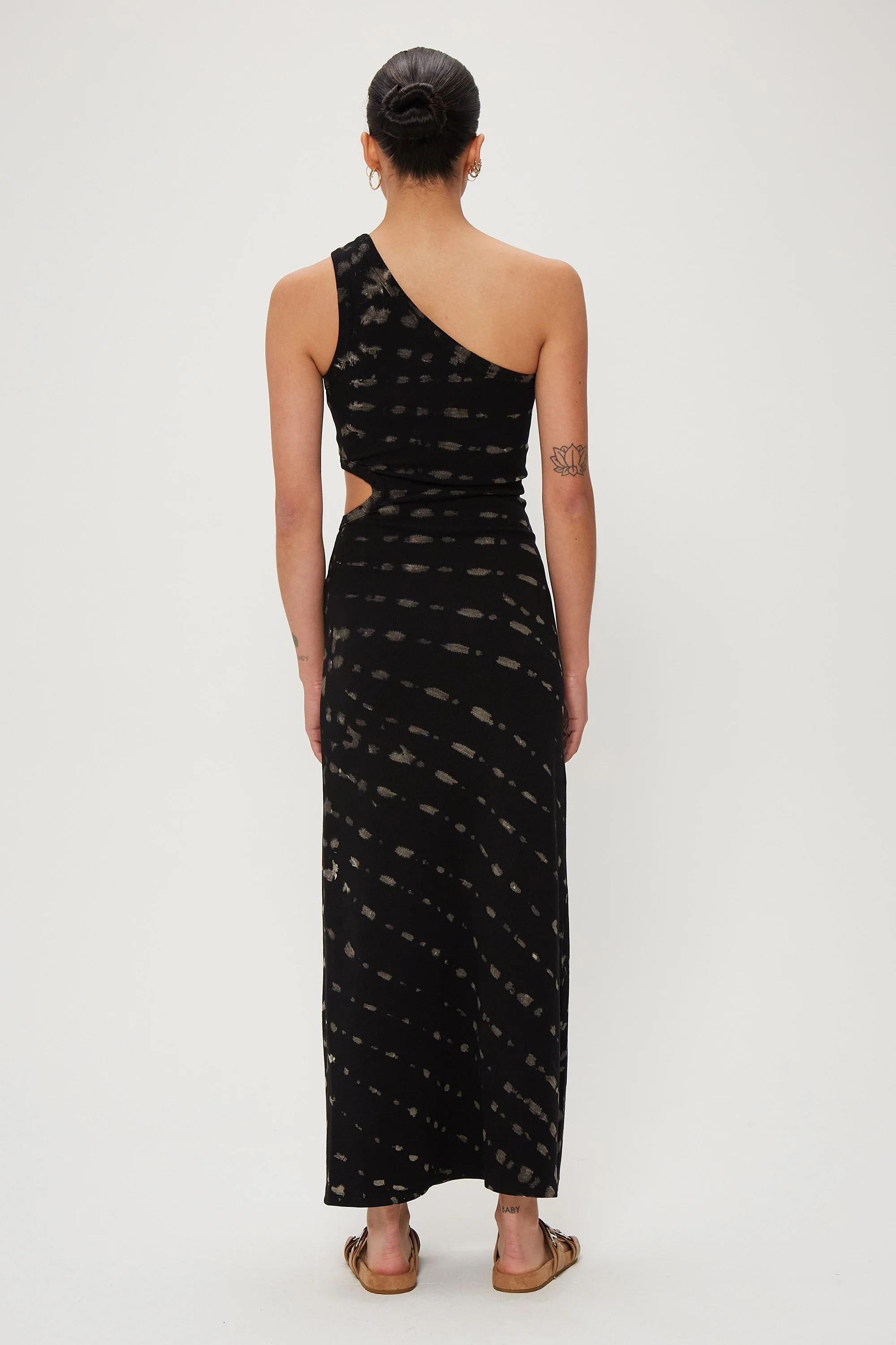 THIRD FORM - Ring Out One Shoulder Maxi (Black Hand Tie Dye) - Image 4