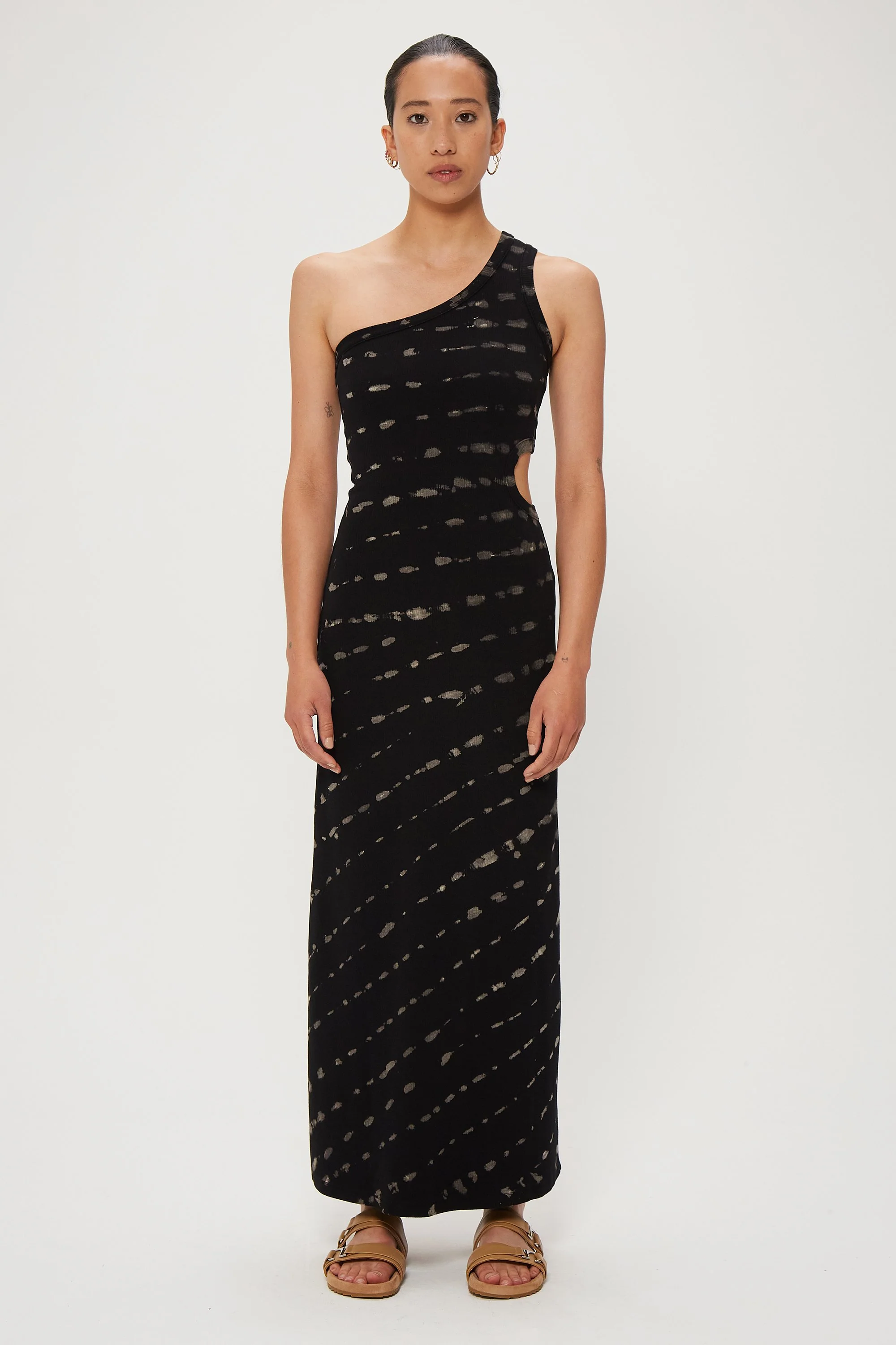 THIRD FORM - Ring Out One Shoulder Maxi (Black Hand Tie Dye) - Image 5