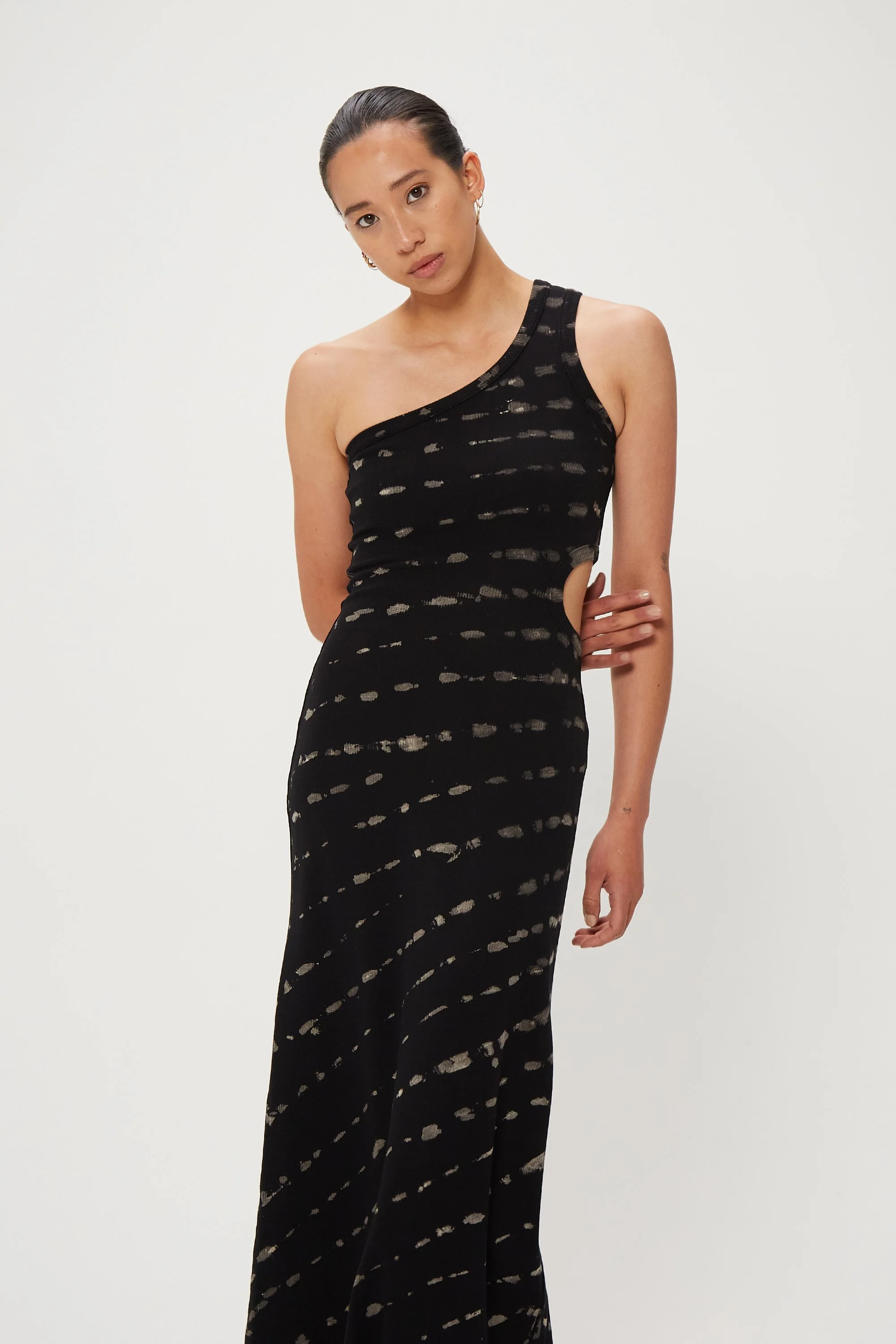 THIRD FORM - Ring Out One Shoulder Maxi (Black Hand Tie Dye) - Image 7