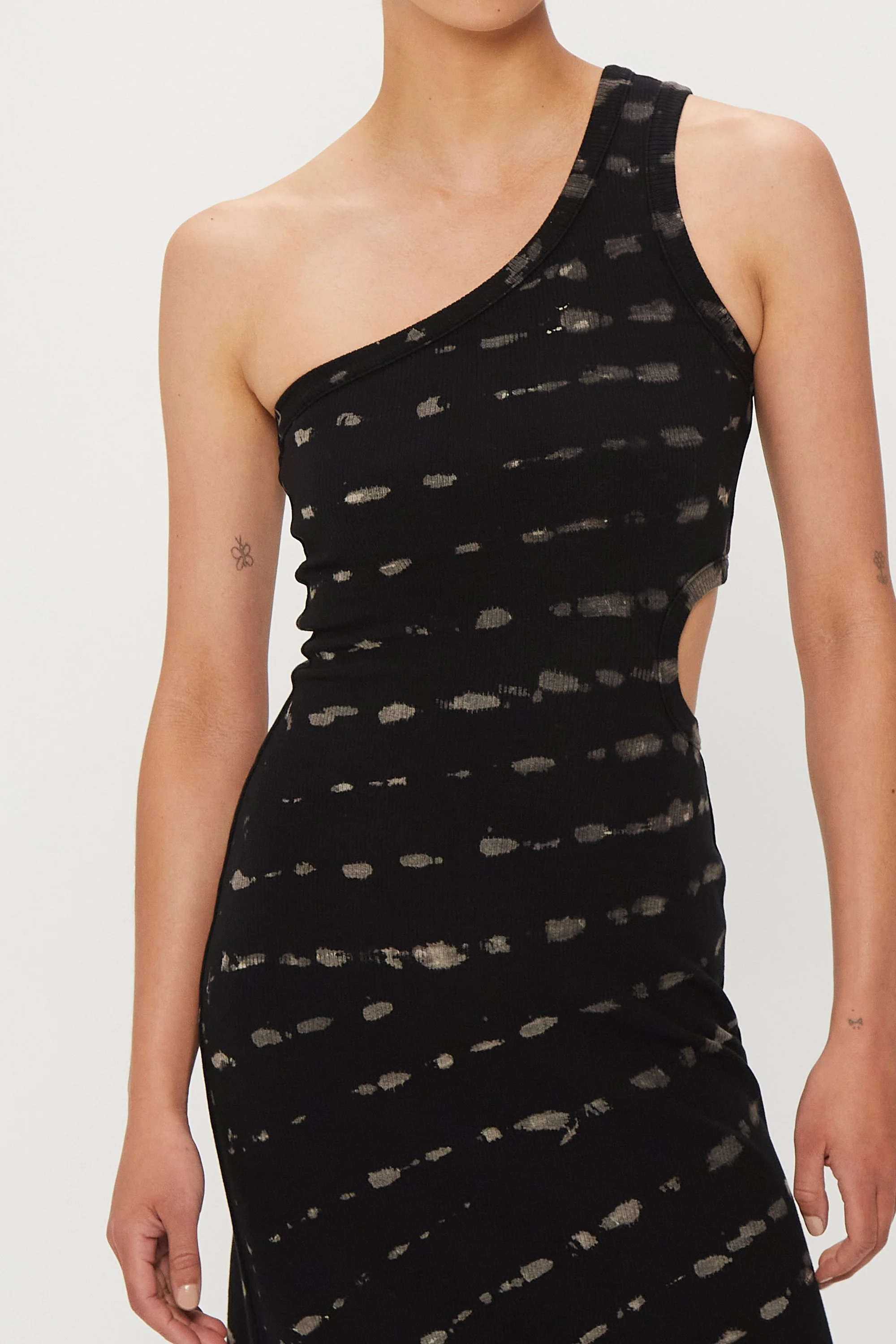 THIRD FORM - Ring Out One Shoulder Maxi (Black Hand Tie Dye) - Image 8