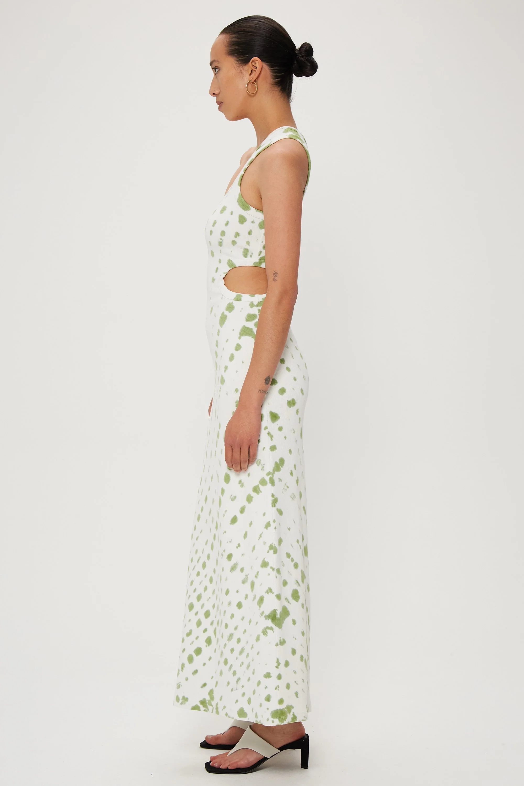 THIRD FORM - Ring Out One Shoulder Maxi (Olive Hand Tie Dye) - Image 4